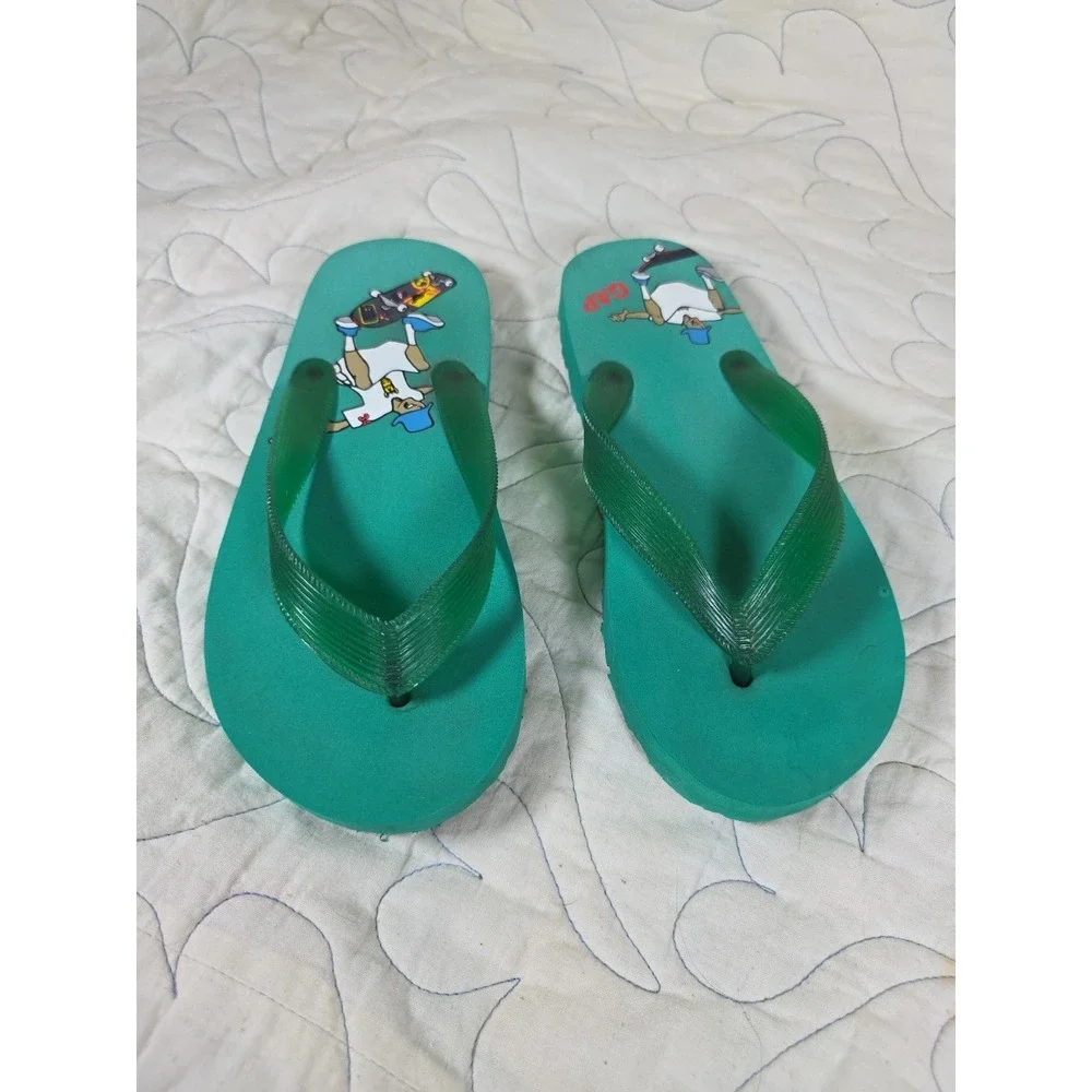 Vintage Y2K Flip‎ Flop Skater Green GAP Youth Size 1 / 2